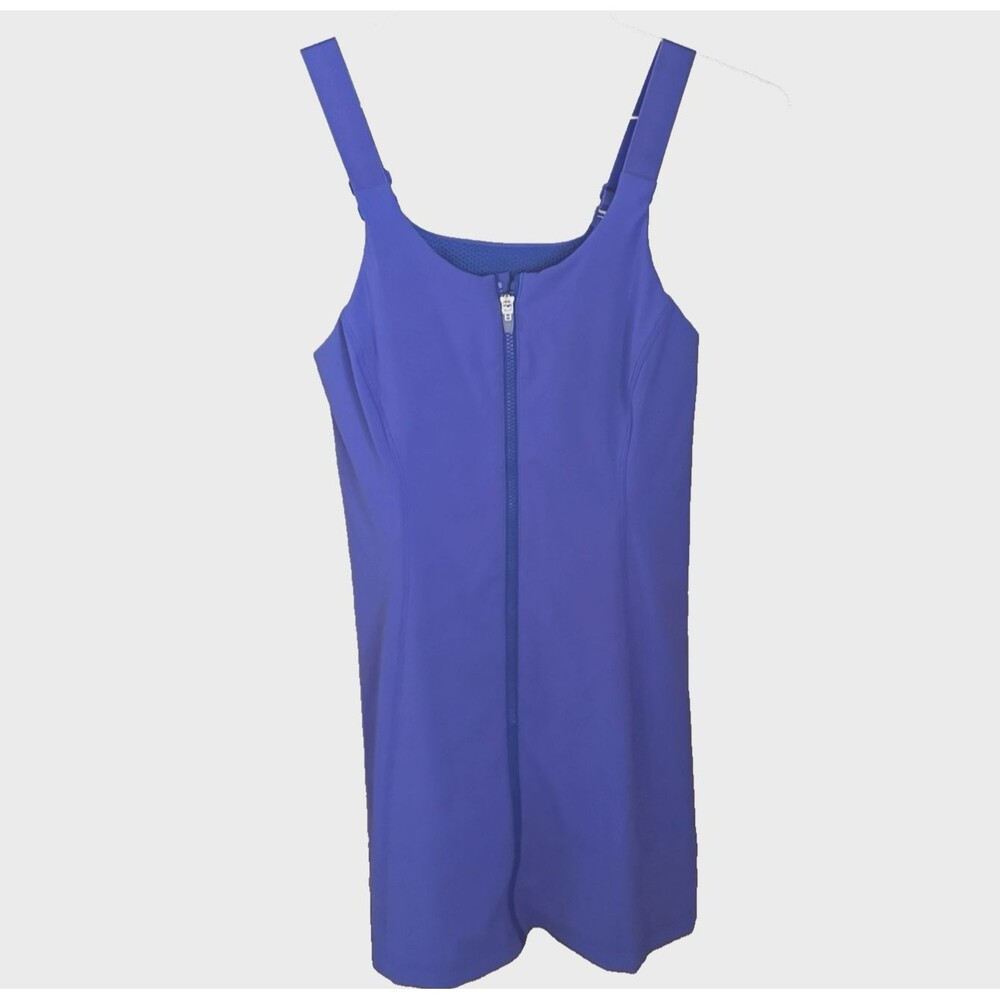 Outdoor Voices Powerhouse Dress Tanzanite Blue Zip Front UPF 50 Sz S/M DD Cup